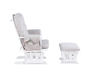 English Elm Mason Nursery Glider Ottoman Set Tufted Woven Upholstery White Wood Frame B022P174720