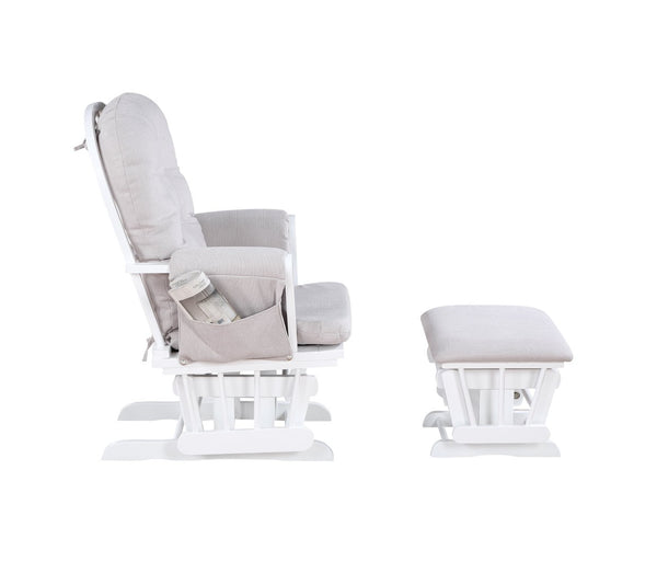 English Elm Mason Nursery Glider Ottoman Set Tufted Woven Upholstery White Wood Frame B022P174720