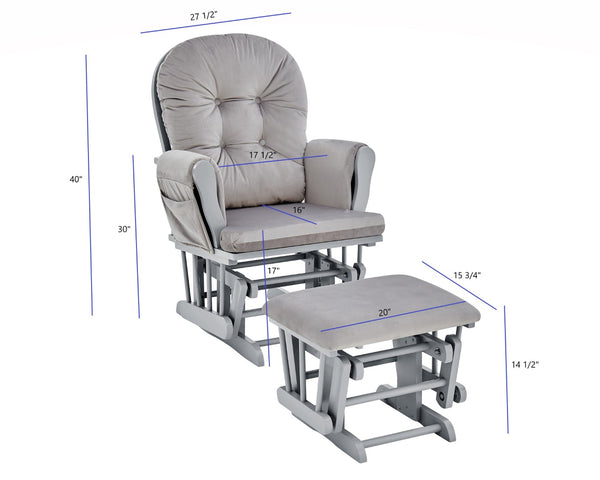 English Elm Mason Nursery Glider Ottoman Set Tufted Upholstered Plush Comfort Gray Fabric B022P174716