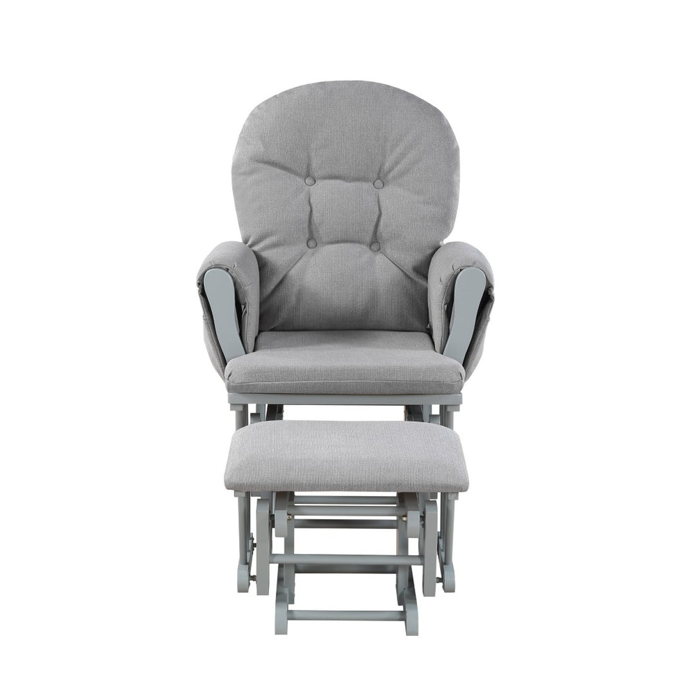 English Elm Mason Tufted Nursery Glider Ottoman Set Overstuffed Cushions Gray Wood Oyster Fabric B022P174722