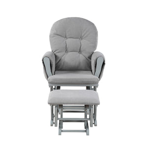 English Elm Mason Tufted Nursery Glider Ottoman Set Overstuffed Cushions Gray Wood Oyster Fabric B022P174722