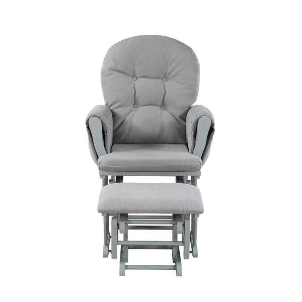 English Elm Mason Tufted Nursery Glider Ottoman Set Overstuffed Cushions Gray Wood Oyster Fabric B022P174722