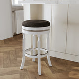 English Elm 30" Bar Stool, White Finish, Charcoal Fabric Seat