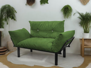 English Elm Ada Compact Upholstered Loveseat with Elevated Legs for Small Living Rooms Green B02949507