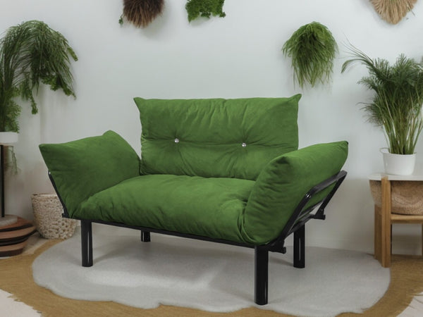 English Elm Ada Compact Upholstered Loveseat with Elevated Legs for Small Living Rooms Green B02949507