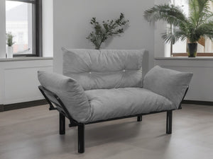 English Elm Ada Compact Upholstered Loveseat with Elevated Legs for Small Living Rooms Grey B02949504