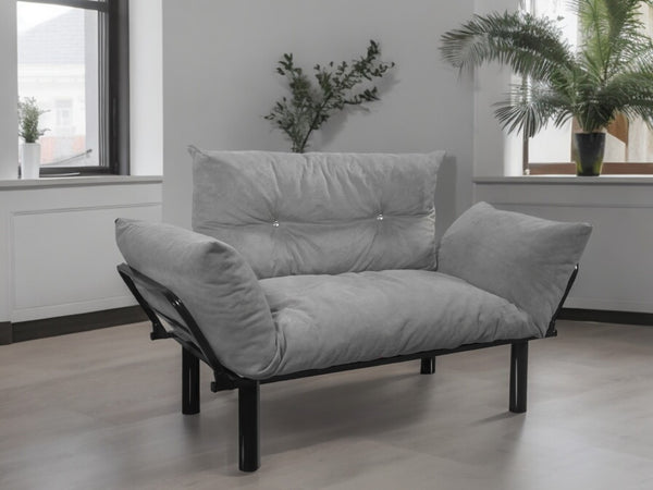 English Elm Ada Compact Upholstered Loveseat with Elevated Legs for Small Living Rooms Grey B02949504