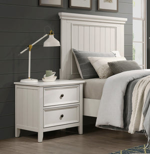 English Elm Classic White Donahue Nightstand with 2 Drawers — Farmhouse Shiplap Accent, Knob Hardware, 23.5"x18"x24" B011P176912