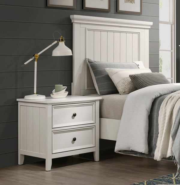 English Elm Classic White Donahue Nightstand with 2 Drawers — Farmhouse Shiplap Accent, Knob Hardware, 23.5"x18"x24" B011P176912