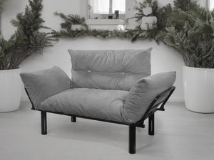 English Elm Ada Compact Upholstered Loveseat with Elevated Legs for Small Living Rooms Grey B02949504