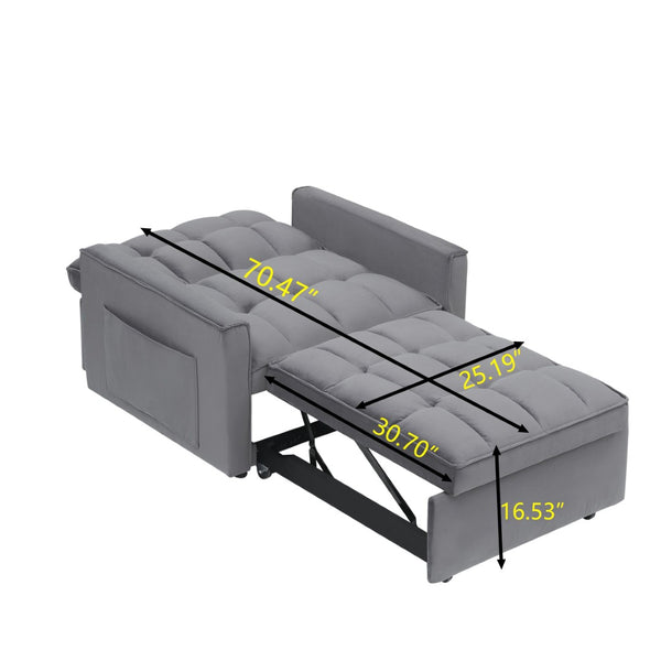 English Elm Sofa Convertible Sleeper Chair with Adjustable Back and Serpentine Spring Support Dark Grey W2564P462073