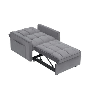English Elm Sofa Convertible Sleeper Chair with Adjustable Back and Serpentine Spring Support Dark Grey W2564P462073