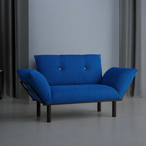 English Elm Ada Compact Upholstered Loveseat with Elevated Legs for Small Living Rooms Blue B02949502
