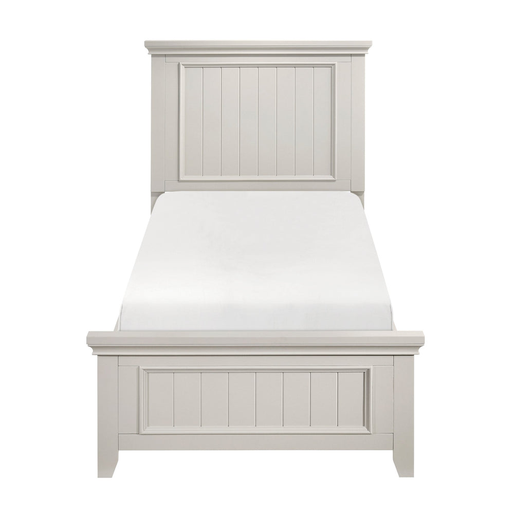 English Elm Farmhouse Twin Size Panel Bed - Classic White Wooden Frame For Cozy Modern Bedrooms & Easy Setup B011S00864