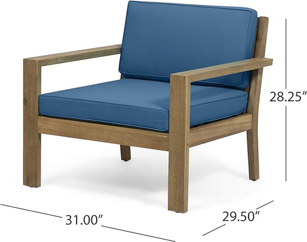 English Elm Christopher Knight Home® - SANTA club chair set with wire-brushed wood finish, slat paneling and water-resistant cushions, stylish lounging Brown+Teal 63663.00BRNF-L-2_63663.00TS-D2