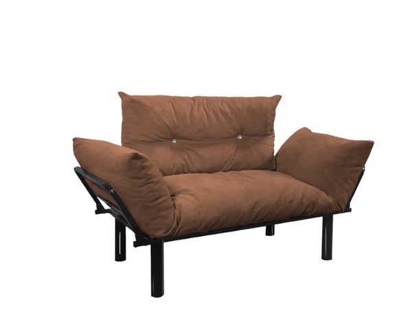English Elm Ada Compact Upholstered Loveseat with Elevated Legs for Small Living Rooms Brown B02949503