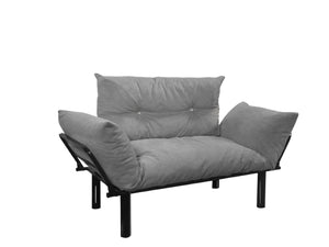 English Elm Ada Compact Upholstered Loveseat with Elevated Legs for Small Living Rooms Grey B02949504