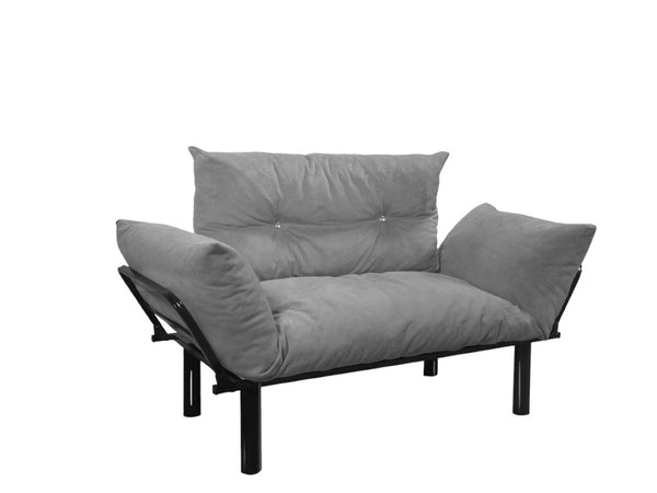 English Elm Ada Compact Upholstered Loveseat with Elevated Legs for Small Living Rooms Grey B02949504