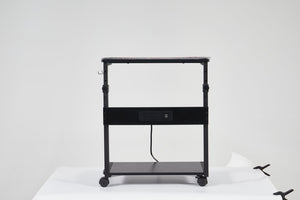 English Elm Height Adjustable Computer Tower Stand with 2-Tier Shelves, Pegboard, Rolling Brakes, Heavy-Duty Steel Frame W349P154145