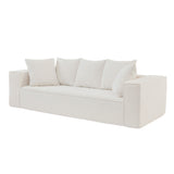 English Elm 88.97Inch Corduroy Sofa With 5 Matching Toss Pillows, Sleek Design, Spacious and Comfortable 3 Seater Couch For Modern Living Room.White