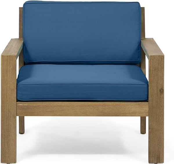 English Elm Christopher Knight Home® - SANTA club chair set with wire-brushed wood finish, slat paneling and water-resistant cushions, stylish lounging Brown+Teal 63663.00BRNF-L-2_63663.00TS-D2