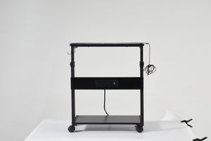 English Elm Height Adjustable Computer Tower Stand with 2-Tier Shelves, Pegboard, Rolling Brakes, Heavy-Duty Steel Frame W349P154145