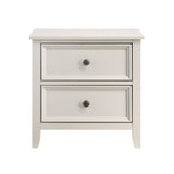 White Bedroom Nightstand with 2 Drawers Storage, Modern Farmhouse Style Bedside Table