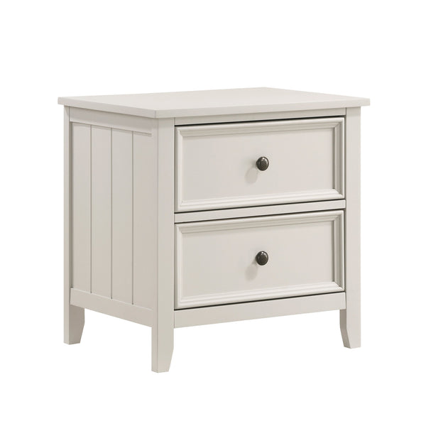 English Elm Classic White Donahue Nightstand with 2 Drawers — Farmhouse Shiplap Accent, Knob Hardware, 23.5"x18"x24" B011P176912