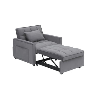 English Elm Sofa Convertible Sleeper Chair with Adjustable Back and Serpentine Spring Support Dark Grey W2564P462073