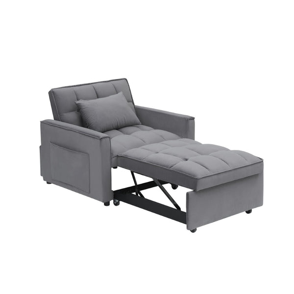 English Elm Sofa Convertible Sleeper Chair with Adjustable Back and Serpentine Spring Support Dark Grey W2564P462073