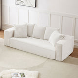 English Elm 88.97Inch Corduroy Sofa With 5 Matching Toss Pillows, Sleek Design, Spacious and Comfortable 3 Seater Couch For Modern Living Room.White