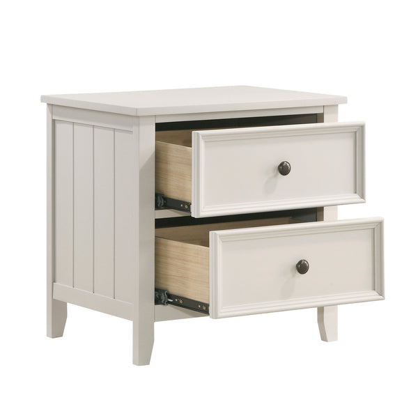 English Elm Classic White Donahue Nightstand with 2 Drawers — Farmhouse Shiplap Accent, Knob Hardware, 23.5"x18"x24" B011P176912