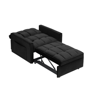 English Elm Sofa Convertible Sleeper Chair with Adjustable Back and Serpentine Spring Support Black W2564P462074