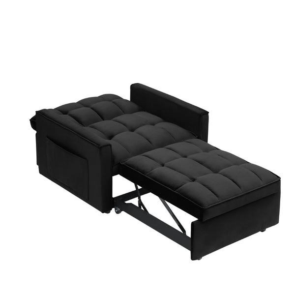 English Elm Sofa Convertible Sleeper Chair with Adjustable Back and Serpentine Spring Support Black W2564P462074