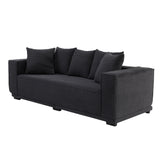 English Elm 88.97'' Mid Century Modern Upholstered Sofa With 5 Matching Toss Pillows, Including Bottom Frame,Comfy Couches For Living Room, Bedroom, Apartment and Office.Black