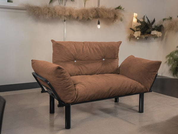 English Elm Ada Compact Upholstered Loveseat with Elevated Legs for Small Living Rooms Brown B02949503
