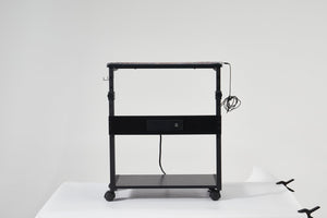 English Elm Height Adjustable Computer Tower Stand with 2-Tier Shelves, Pegboard, Rolling Brakes, Heavy-Duty Steel Frame W349P154145