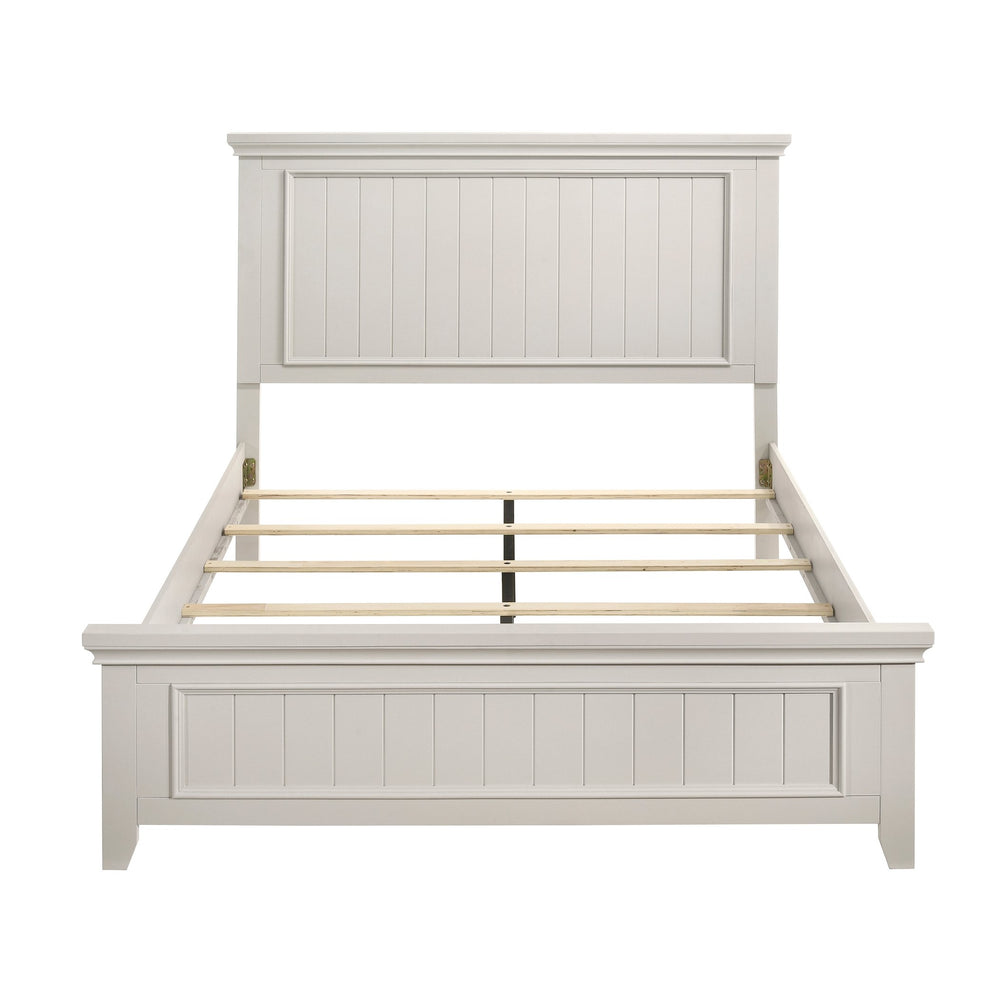English Elm Farmhouse Full-Size Panel Bed In Classic White Finish - Timeless Wooden Charm For Modern Bedrooms B011S00863