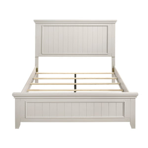 English Elm Farmhouse Queen Size Panel Bed - Classic White Finish, Durable Wooden Frame For Timeless Style B011S00862