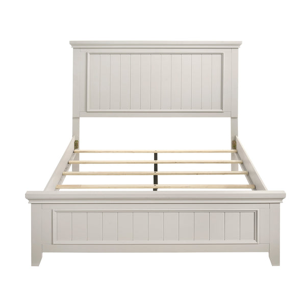 English Elm Farmhouse Queen Size Panel Bed - Classic White Finish, Durable Wooden Frame For Timeless Style B011S00862