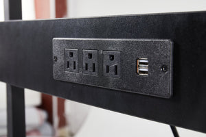 English Elm Height Adjustable Computer Tower Stand with 2-Tier Shelves, Pegboard, Rolling Brakes, Heavy-Duty Steel Frame W349P154145