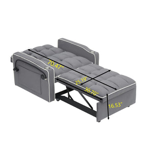 English Elm 1 Velvet Convertible Sleeper Sofa with Usb Port Adjustable Back and Rolling Casters Dark Gray W2564P462077