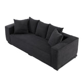 English Elm 88.97'' Mid Century Modern Upholstered Sofa With 5 Matching Toss Pillows, Including Bottom Frame,Comfy Couches For Living Room, Bedroom, Apartment and Office.Black