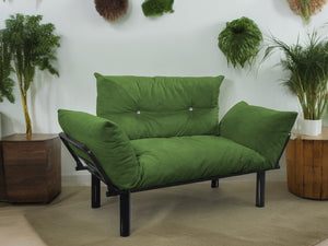 English Elm Ada Compact Upholstered Loveseat with Elevated Legs for Small Living Rooms Green B02949507