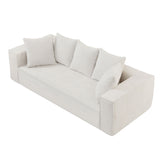 English Elm 88.97Inch Corduroy Sofa With 5 Matching Toss Pillows, Sleek Design, Spacious and Comfortable 3 Seater Couch For Modern Living Room.White