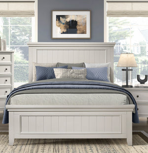 English Elm Farmhouse Queen Size Panel Bed - Classic White Finish, Durable Wooden Frame For Timeless Style B011S00862