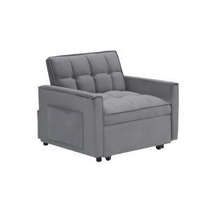 English Elm Sofa Convertible Sleeper Chair with Adjustable Back and Serpentine Spring Support Dark Grey W2564P462073