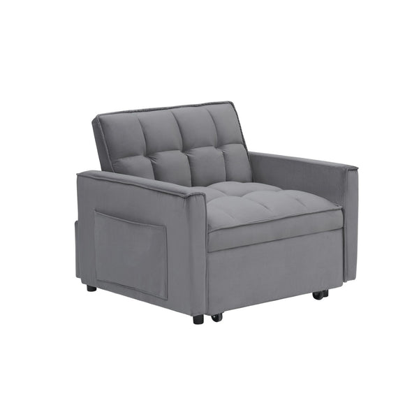English Elm Sofa Convertible Sleeper Chair with Adjustable Back and Serpentine Spring Support Dark Grey W2564P462073
