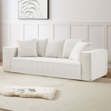 English Elm 88.97Inch Corduroy Sofa With 5 Matching Toss Pillows, Sleek Design, Spacious and Comfortable 3 Seater Couch For Modern Living Room.White