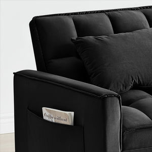 English Elm Sofa Convertible Sleeper Chair with Adjustable Back and Serpentine Spring Support Black W2564P462074
